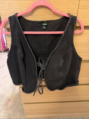 wild fable Black Denim Lace-Up top